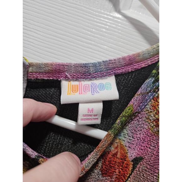 Lularoe Amelia Floral Fit & Flare Skater Dress Size M Pink Green - Picture 2 of 6